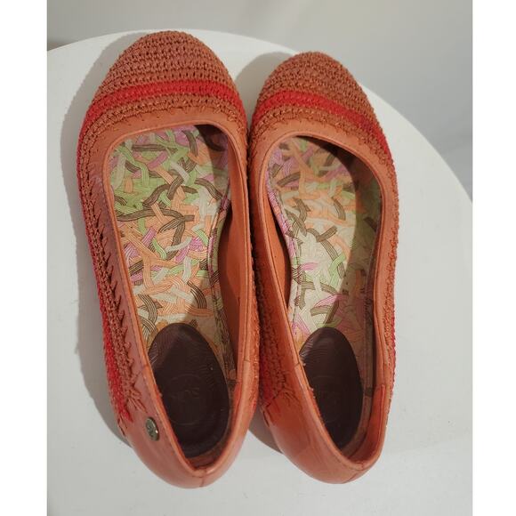 The Sak Crochet Leather Boho Ballet Flats Size 6.5 Coral Pink Cottagecore Fairy - Picture 5 of 10